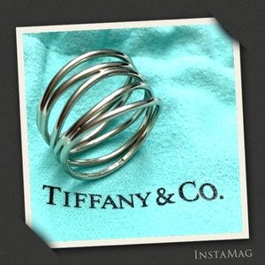 TIFFANY & CO Elsa Peretti 18K White Gold Wave Five-Row Ring